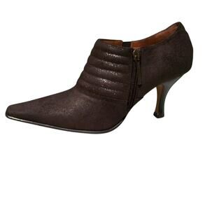 Donald Pliner Metallic Expresso Suede Leather Shoe Pump Bootie Elastic $295 NWT